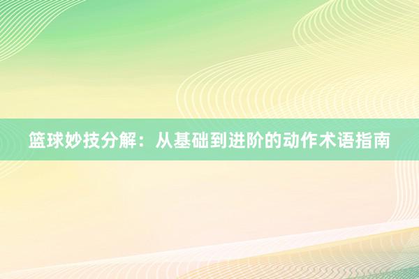 篮球妙技分解：从基础到进阶的动作术语指南